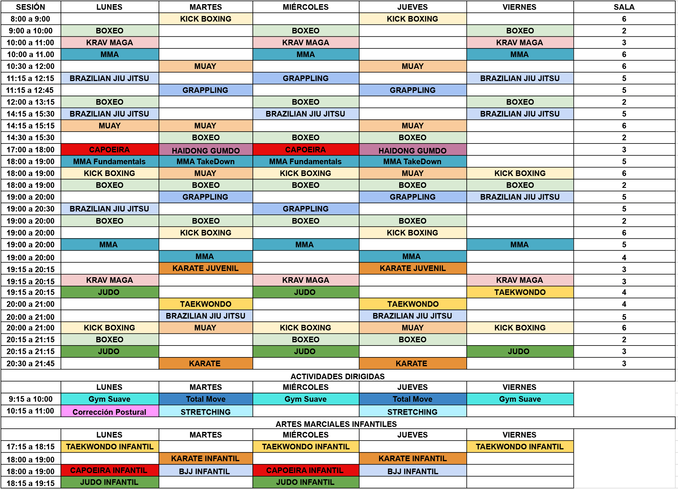 HORARIO GIMNASIO XFIT EIXAMPLE